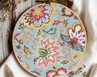 Modern Floral Cross Stitch Pattern: Easy Flower Embroidery (Digital Download)