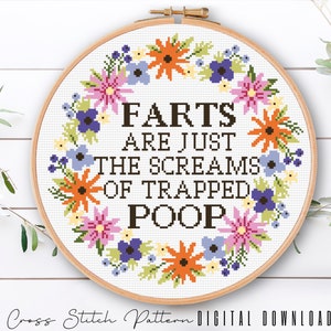 Floral Sassy Cross Stitch Pattern, Feminist Cross Stitch, Subversive Counted Cross Stitch, Funny Embroidery Design, Digital Download PDF
