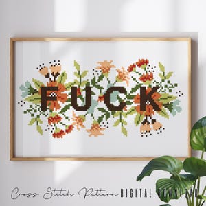 Floral Sassy Cross Stitch Pattern: Feminist Embroidery (Digital Download PDF)