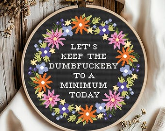 Funny Floral Cross Stitch Pattern: Subversive Embroidery (Digital Download)