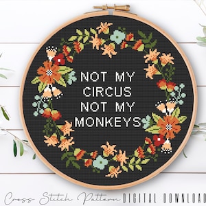 Floral Sassy Cross Stitch Pattern: Feminist Embroidery (Digital Download PDF)