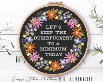 Funny Floral Cross Stitch Pattern: Subversive Embroidery (Digital Download)