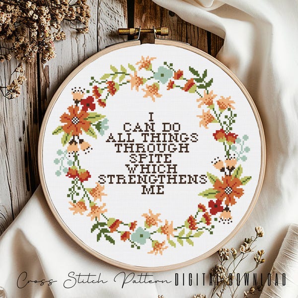 Floral Sassy Cross Stitch Pattern: Feminist Embroidery (Digital Download PDF)