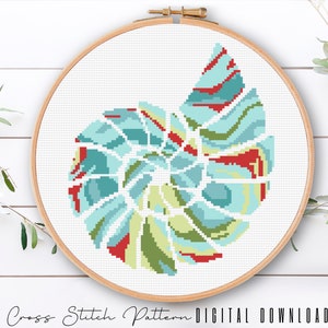 Modern Sea Life Cross Stitch Pattern, Sea Shell Cross Stitch, Ocean Counted Cross Stitch Sampler, Beach Embroidery, Digital Download PDF