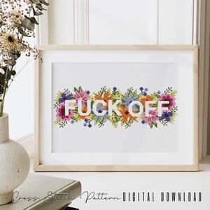 Floral Sassy Cross Stitch Pattern: Feminist Embroidery (Digital Download PDF)