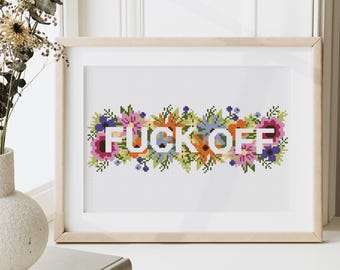 Floral Sassy Cross Stitch Pattern: Feminist Embroidery (Digital Download PDF)