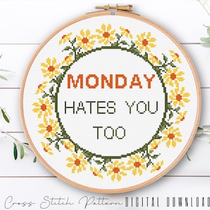 Funny Cross Stitch Pattern, Floral Sassy Cross Stitch, Feminist Counted Cross Stitch pattern, Funny Embroidery design, Digital Download PDF