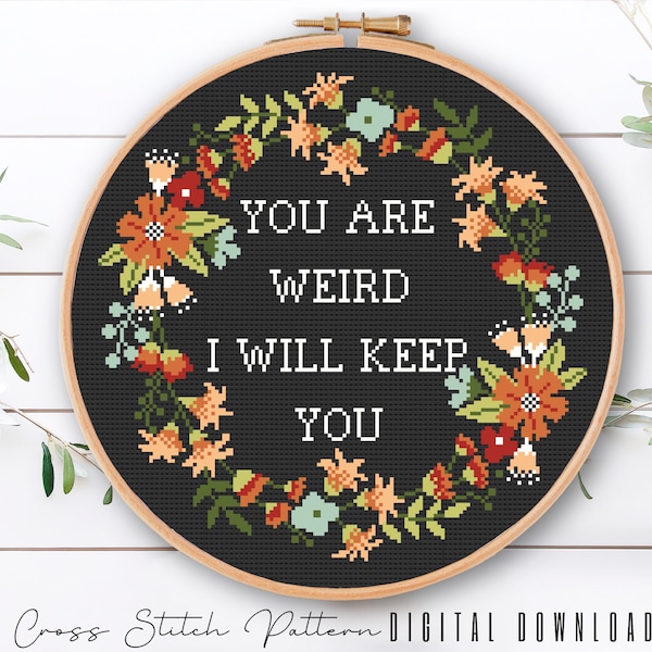 Funny Cross Stitch Pattern, Floral Sassy Counted Cross Stitch, Funny Embroidery Design, Modern Cross Stitch, Hoop Art, Digital Download PDF