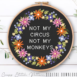 Floral Sassy Cross Stitch Pattern, Feminist Cross Stitch, Subversive Counted Cross Stitch, Funny Embroidery Design, Digital Download PDF