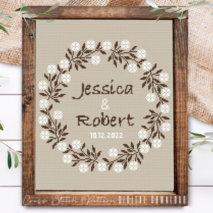 Personalized Wedding Cross Stitch Pattern: Anniversary Sampler (Digital Download PDF)