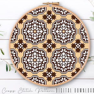 Modern Cross Stitch Pattern, Counted Cross Stitch Sampler, Tile Embroidery, Mosaic Cross Stitch, Colorful Cross Stitch, Digital Download PDF