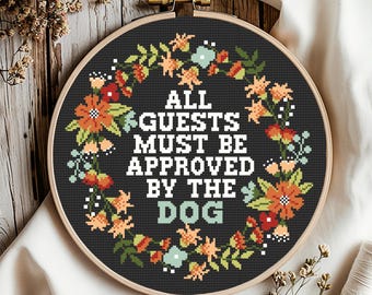 Funny Dog Mom Cross Stitch Pattern: Floral Home Decor (Digital Download PDF)