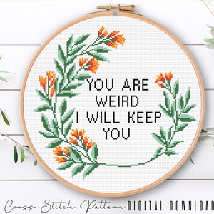 Funny Cross Stitch Pattern, Floral Sassy Counted Cross Stitch, Funny Embroidery Design, Modern Cross Stitch, Hoop Art, Digital Download PDF