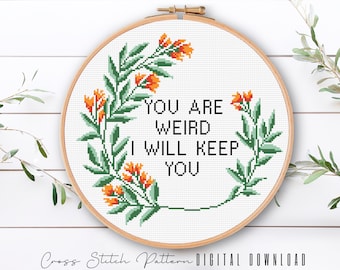 Funny Cross Stitch Pattern, Floral Sassy Counted Cross Stitch, Funny Embroidery Design, Modern Cross Stitch, Hoop Art, Digital Download PDF