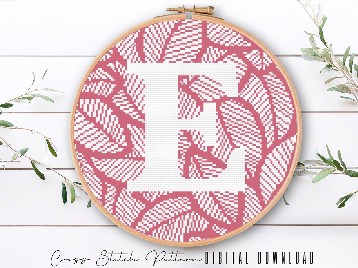 Letter E Cross Stitch Alphabet Pattern Modern Monogram Etsy