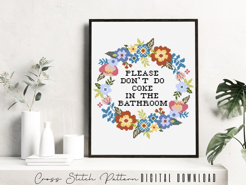 Funny Bathroom Cross Stitch Pattern Subversive Counted Cross Etsy