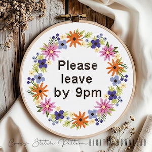 Floral Sassy Cross Stitch Pattern, Feminist Cross Stitch, Subversive Counted Cross Stitch, Funny Embroidery Design, Digital Download PDF