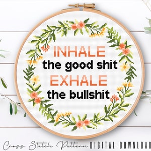 Floral Sassy Cross Stitch Pattern: Feminist Embroidery (Digital Download PDF)