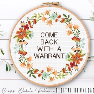 Floral Sassy Cross Stitch Pattern: Feminist Embroidery (Digital Download PDF)