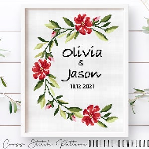 Personalized Wedding Cross Stitch Pattern: Anniversary Sampler (Digital Download PDF)