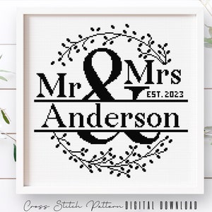 Personalized Wedding Cross Stitch Pattern: Anniversary Sampler (Digital Download PDF)
