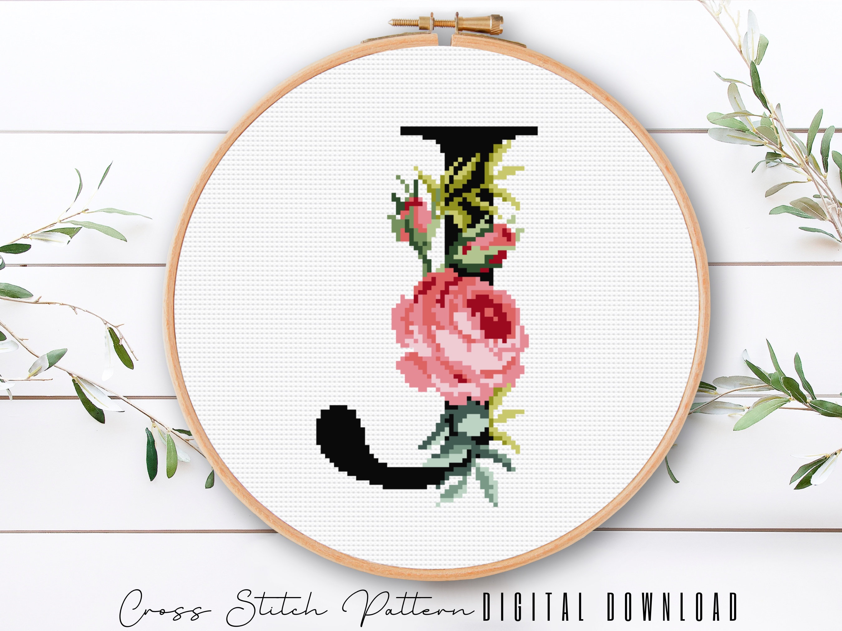 原画『flower, j'.』 letter-j-containing-flowers-