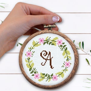 Monogram Cross Stitch Pattern, Easy Counted Cross Stitch Sampler, Modern Initial Embroidery, Cross Stitch Alphabet, Digital Download PDF