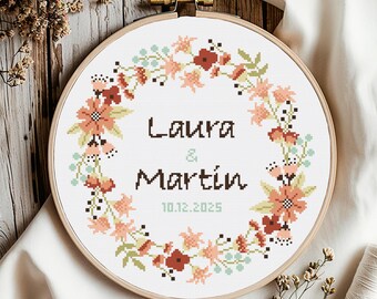 Moderne Kreuzstichmuster Hochzeit, Kreuzstichmuster Hochzeit, Zählmuster, Stickmuster, Zählmuster, Geschenk Digitaler Download, PDF