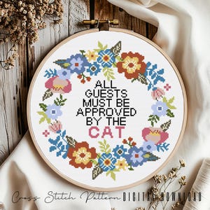 Funny Cross Stitch Pattern, Cat Mom Counted Cross Stitch, Floral Cross Stitch, Funny Embroidery Pattern, Home Decor, Digital Download PDF