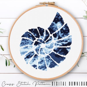 Patrón moderno de punto de cruz de concha de mar, muestra de punto de cruz contada de olas del océano, bordado de playa, decoración del hogar DIY, descarga digital PDF
