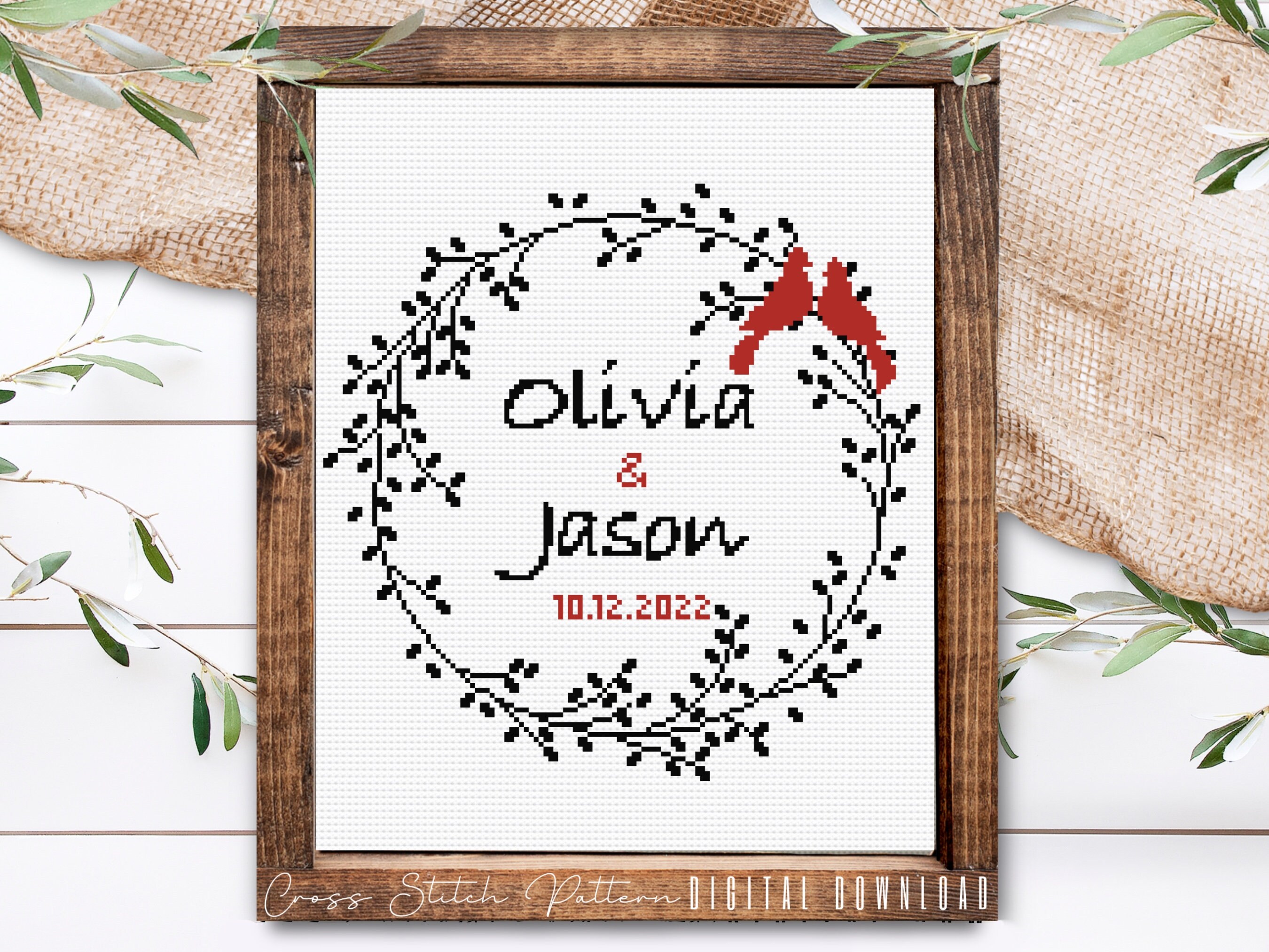 Personalized Wedding Cross Stitch Pattern: Anniversary Sampler