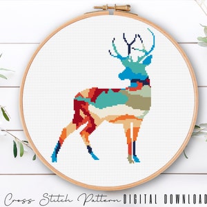 Deer Cross Stitch Pattern: Modern Animal Silhouette (Digital Download PDF)
