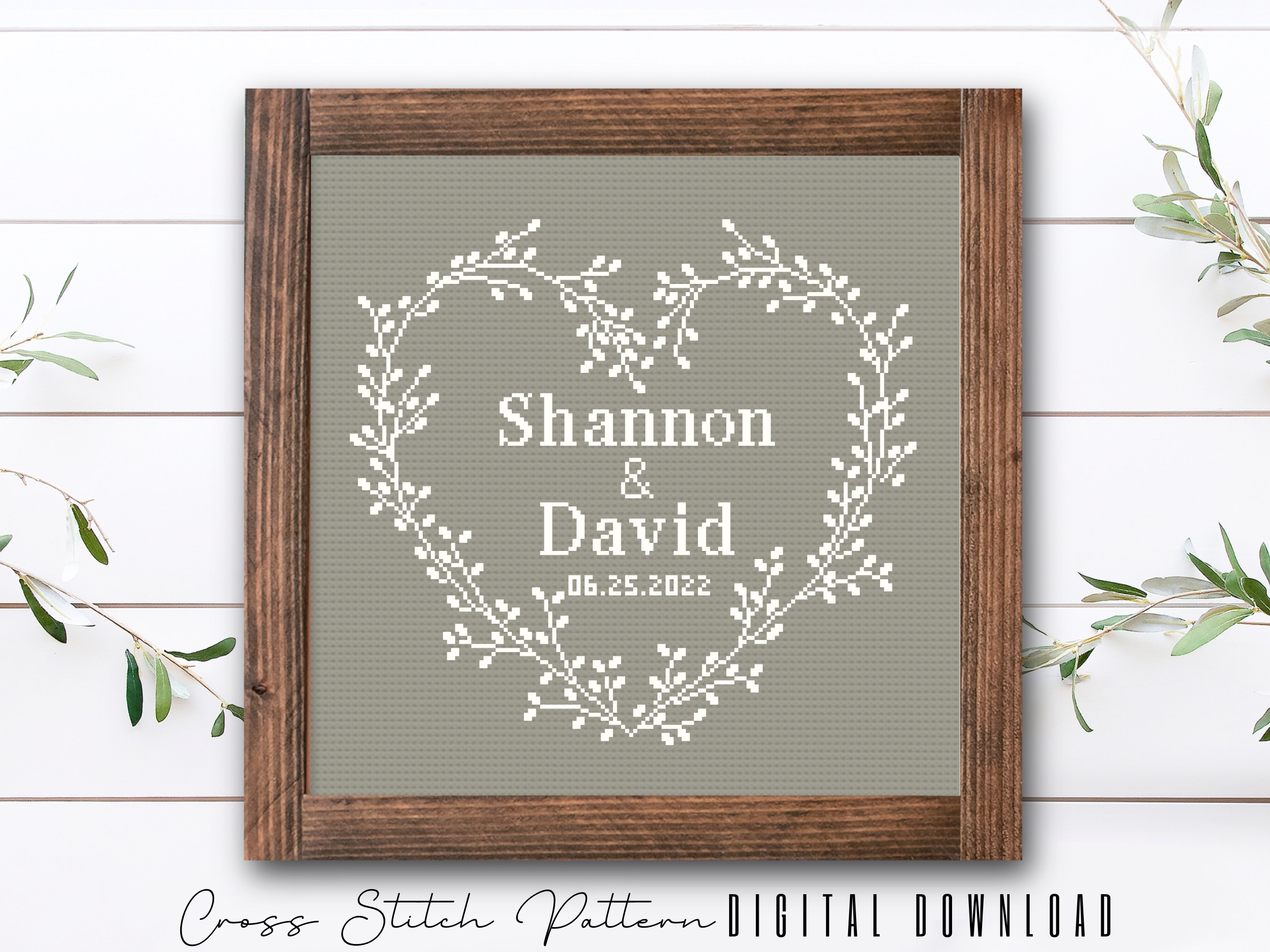 Wedding Modern Cross Stitch Pattern Personalized Counted Etsy UK