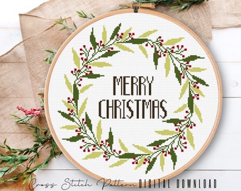 Christmas Cross Stitch Pattern, Modern Counted Cross Stitch Sampler, Hope, Joy, Love, Noel, Easy Cross Stitch Pattern, Digital Download PDF