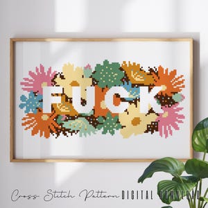 Floral Sassy Cross Stitch Pattern: Feminist Embroidery (Digital Download PDF)