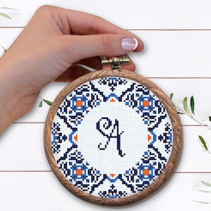 Monogram Cross Stitch Pattern: Easy Initial Embroidery (Digital Download PDF)