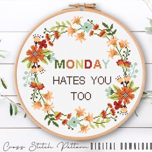 Funny Cross Stitch Pattern, Floral Sassy Cross Stitch, Feminist Counted Cross Stitch pattern, Funny Embroidery design, Digital Download PDF