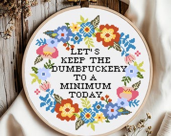 Funny Floral Cross Stitch Pattern: Subversive Embroidery (Digital Download)