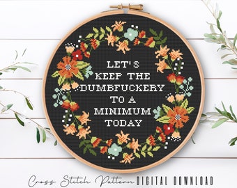 Funny Floral Cross Stitch Pattern: Subversive Embroidery (Digital Download)