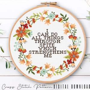 Floral Sassy Cross Stitch Pattern, Feminist Cross Stitch, Subversive Counted Cross Stitch, Funny Embroidery Design, Digital Download PDF