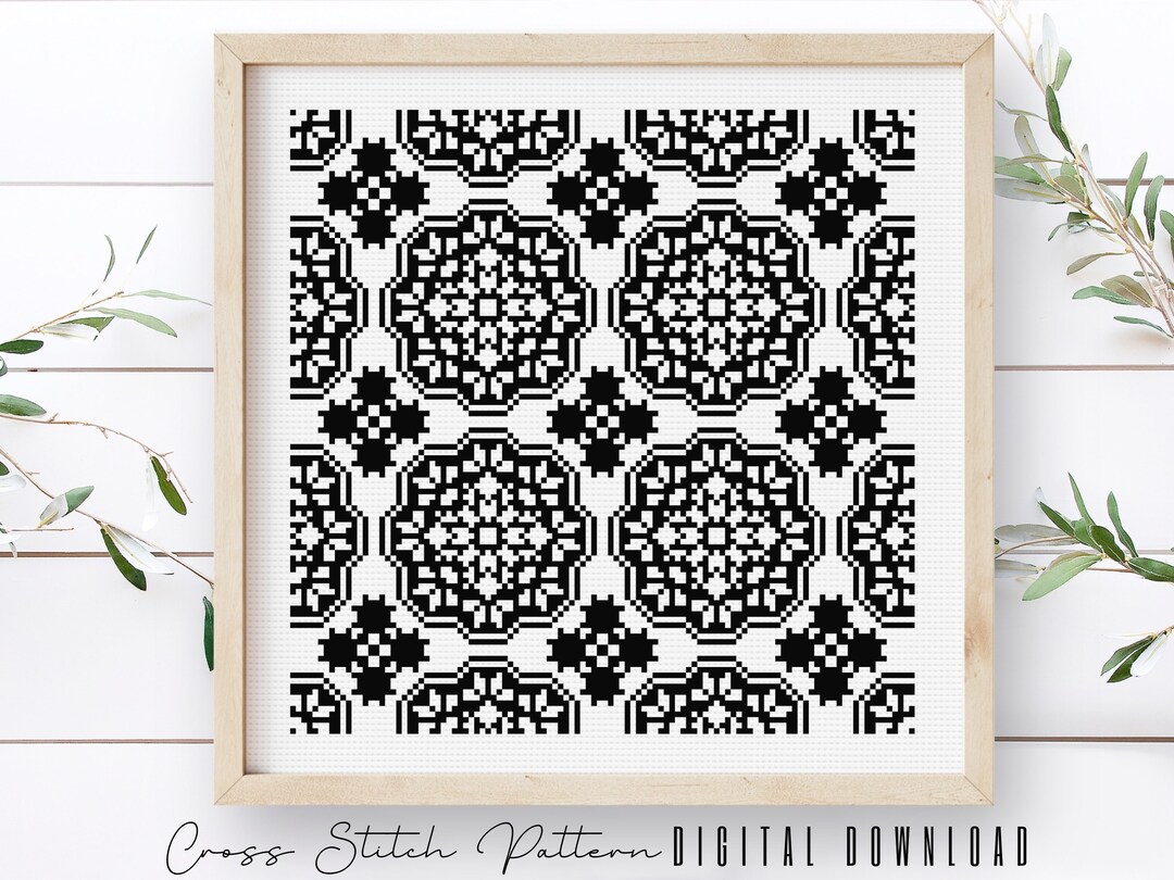 Modern Tile Cross Stitch Pattern: Geometric Embroidery (digital ...