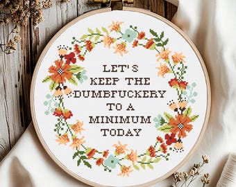 Funny Floral Cross Stitch Pattern: Subversive Embroidery (Digital Download)