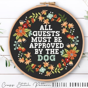 Funny Dog Mom Cross Stitch Pattern: Floral Home Decor (Digital Download PDF)