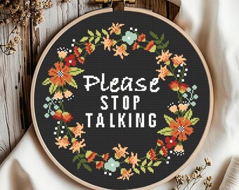 Floral Sassy Cross Stitch Pattern: Feminist Embroidery (Digital Download PDF)
