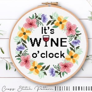 Funny Cross Stitch Pattern, Modern Floral Embroidery Design, Sassy Cross Stitch, Cross Stitch Flower, Hoop Art, Home Decor, Digital Download