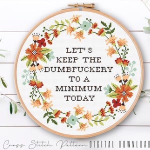 Funny Floral Cross Stitch Pattern: Subversive Embroidery (Digital Download)