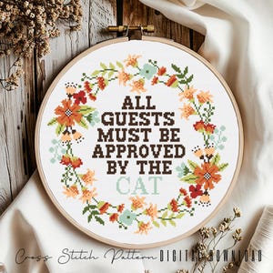 Funny Cross Stitch Pattern, Cat Mom Counted Cross Stitch, Floral Cross Stitch, Funny Embroidery Pattern, Home Decor, Digital Download PDF