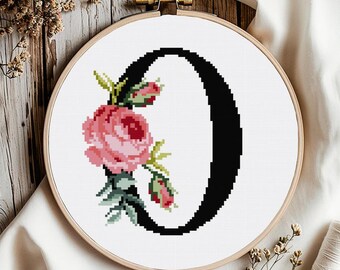 Floral Number 0 Cross Stitch Pattern: Flower Monogram (Digital Download PDF)