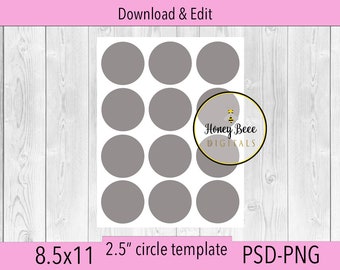 half inch circle rounds printable craft template TT01 commercial use PNG PSD SVG Bottle Cap 0.5 inch circle collage sheet template