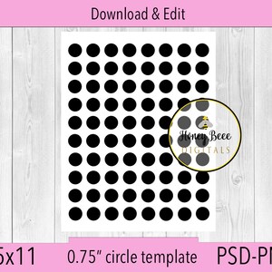 0.75 inch circle template | blank | DIY | PSD | PNG | round | planner | commercial use |  circles | craft | 0.75&quot;  collage sheet | project